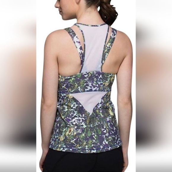 LULULEMON Purple/Green “Running in the City” Racerback Floral Tank Top Size 4 - Picture 6 of 9
